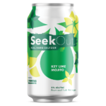 Key Limt Mojito can, green flower shapes in the background with smaller yellow flower shapes in the foreground.